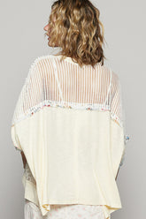 POL Hollow Out Floral Half Sleeve Knit Top OutfitFlow